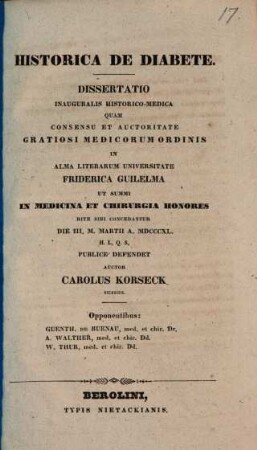 Historica de diabete : Diss. inaug. hist. med.