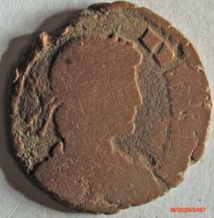 Römische Münze, Nominal Maiorina, Prägeherr Gratian, Prägeort Lyon, Original