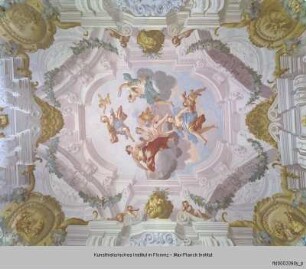 Abundantia, Prudentia und drei weitere weibliche Allegorien