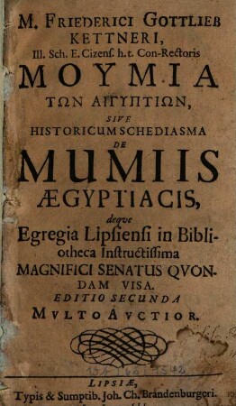Historicum Schediasma de Mumiis Aegyptiacis