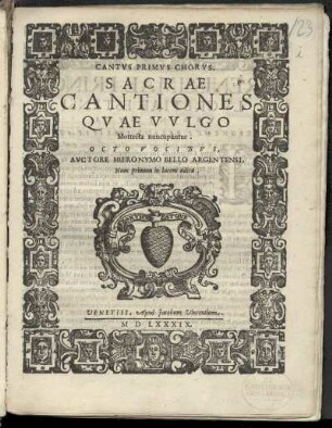 Girolamo Belli: Sacrae cantiones ... octo vocibus ...