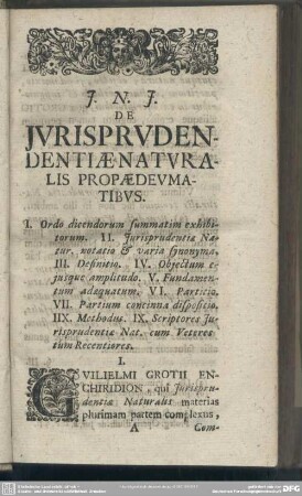 Iurisprudentiae Naturalis Propaedeumatibus