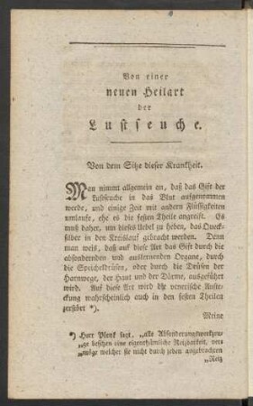 Von dem Sitze dieser Krankheit