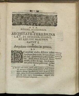 Caput I. De Aequitate cerebrina in genere.