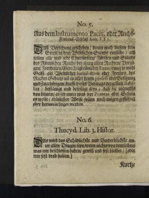 No. 5. Aus dem Instrumento Pacis, oder Reichs-Friedens-Schluß