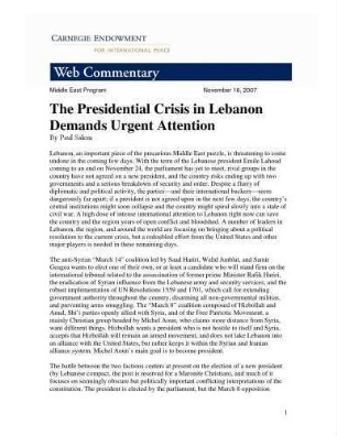 The presidential crisis in Lebanon demands urgent attention