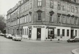 Dresden-Pieschen, Oschatzer Straße 14. Wohnhaus (um 1895) mit Radioladen ("Radio-Lenck")
