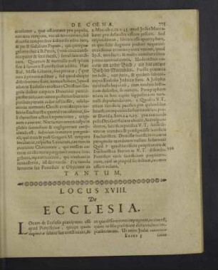 Locus XVIII. De ecclesia.