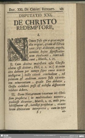 Disputatio XXI. De Christo Redemptore