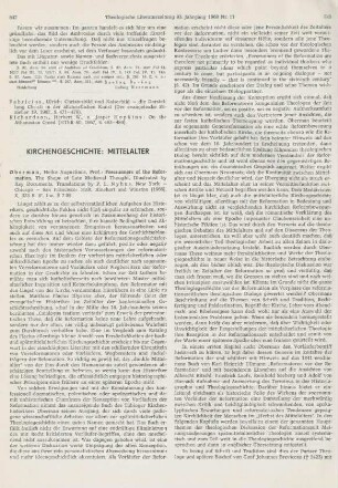847-850 [Rezension] Oberman, Heiko Augustinus, Forerunners of the Reformation