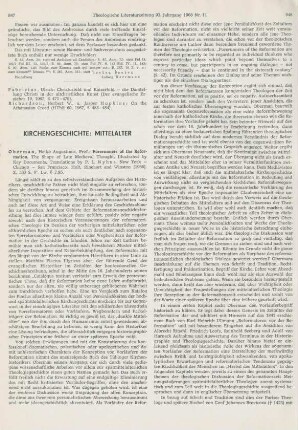 847-850 [Rezension] Oberman, Heiko Augustinus, Forerunners of the Reformation