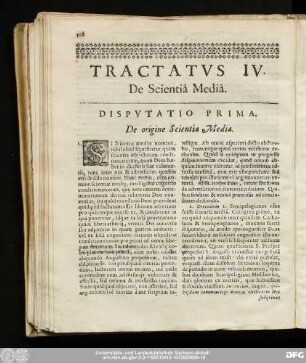 Tractatus IV. De Scientiâ Mediâ.