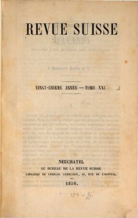 Revue suisse. 21. 1858