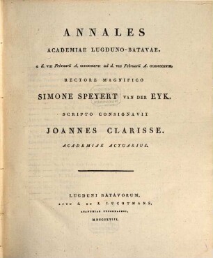 Annales Academiae Lugduno-Batavae. 1817/18, 1817/18 = T. 2. 1818