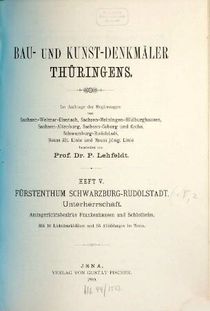 Die Bau- und Kunst-Denkmäler Thüringens, 5. Fürstenthum Schwarzburg-Rudolstadt