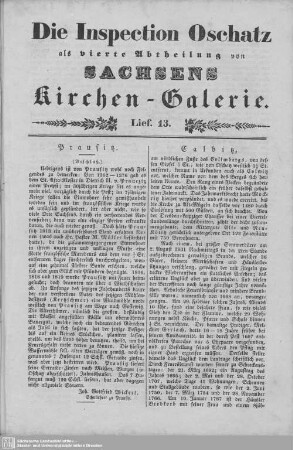Prausitz, Calbitz, Malkwitz : 13. Lieferung