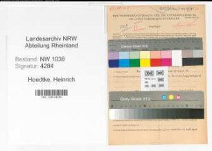 Entnazifizierung Heinrich Hoedtke , geb. 09.10.1912 (Maler)