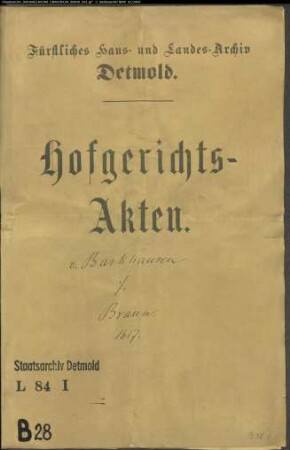 von Barkhausen, Henrich gegen Henrich Braun zu Horn - Garten