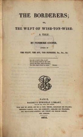 The borderers; or, the wept of Wish-ton-Wish : a tale