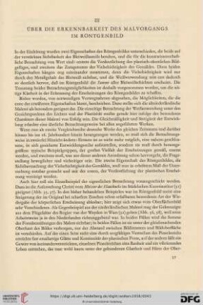 III Über die Erkennbarkeit des Malvorgangs im Röntgenbild