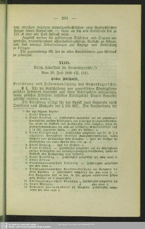 XXXIX. Gesetz, betreffend die Gewerbegerichte. Vom 29. Juli 1890 (S. 141)