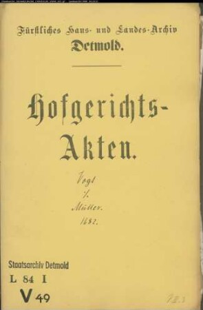 Vogt, Arnold zu Salzuflen gegen Vogt Dietrich Müllers Witwe - Schuldforderung