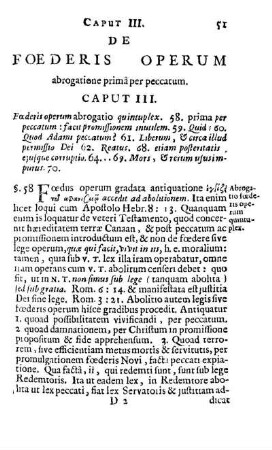 De Foederis Operum abrogatione prima peccatum. Caput III.
