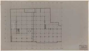 Geschäftshaus Knesebeckstraße/Kurfürstendamm, Berlin-Charlottenburg: 1. Bauabschnitt: Grundriss KG (mit Decke) 1:100