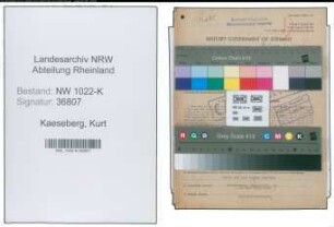 Entnazifizierung Kurt Kaeseberg , geb. 30.05.1908 (Bahnbeamter)
