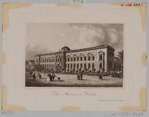 Ansicht der Gemäldegalerie Alte Meister (Semperbau) am Zwinger in Dresden, Blick nach Süden