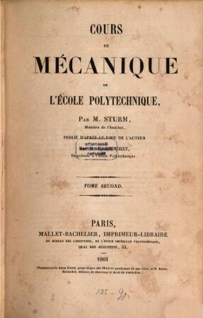 Cours de mécanique de l'École Polytechnique, 2