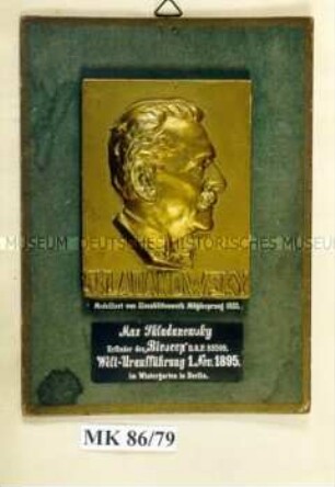 Erinnerungsplakette, aufgeklebt, für Max Skladanowsky