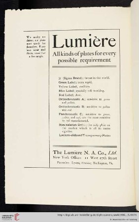 The Lumière N. A. Co., Ltd. [Plates]