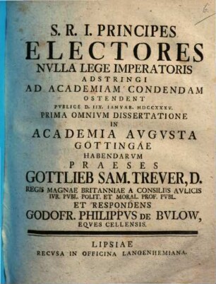S.R.I. Principes Electores nulla lege imperatoris adstringi ad academiam condendam