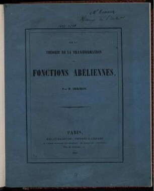 Sur la Théorie de la Transformation des Fonctions Abéliennes