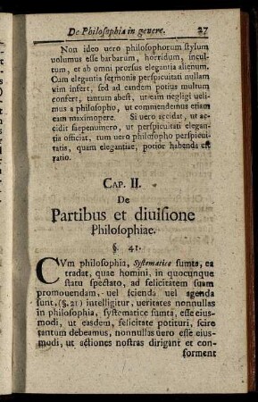Cap. II. De Partibus et divisione Philosophiae.