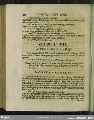 Caput VII. De Fine Postergatae Iustitiae