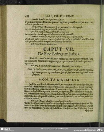Caput VII. De Fine Postergatae Iustitiae