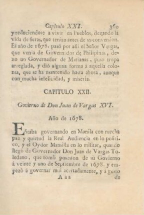 Capitulo XXII. Govierno de Don Juan de Vargas XVI.