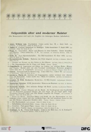 Oelgemälde alter und moderner Meister (Nr. 1-181)