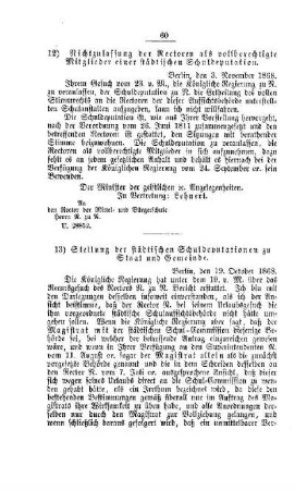 Nichtzulassung der Rectoren als vollberechtigte Mitglieder einer städtischen Schuldeputation : [V. Elementarschulwesen]
