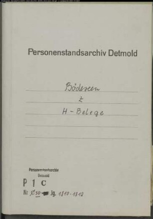 Belegakten zu den Heiratsregistern der katholischen Gemeinde Bödexen, Kreis Höxter (1808-1812)