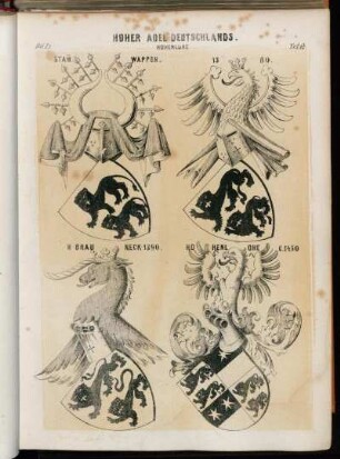 Taf. 14. Hohenlohe Stam. Wappen. 1380. H Brauneck 1390. Hohenlohe C. 1450