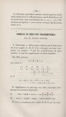 Formules de réduction trigonométrique.