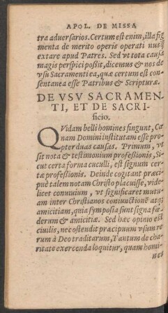 De Usu Sacramenti, Et De Sacrificio.
