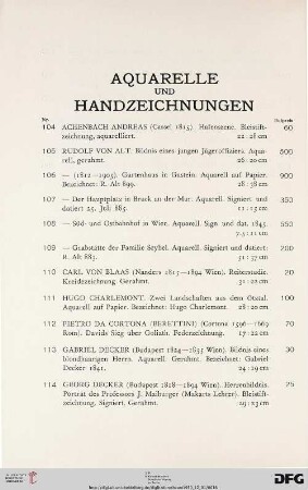 Aquarelle und Handzeichnungen (Nr. 104-157)