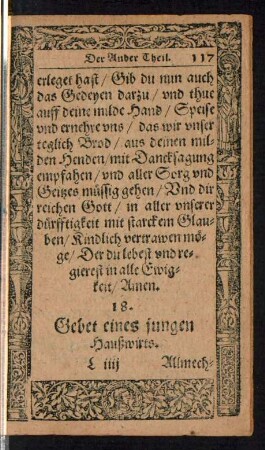 18. Gebet eines jungen Haußwirts.