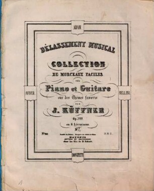 Délassement musical : collection de morceaux faciles ; pour piano et guitare ; sur des thèmes favoris ; op. 322 ; Auber, Adam, Bellini, Donizetti, 2