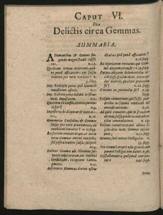 Cap. VI. De Delictis circa Gemmas.