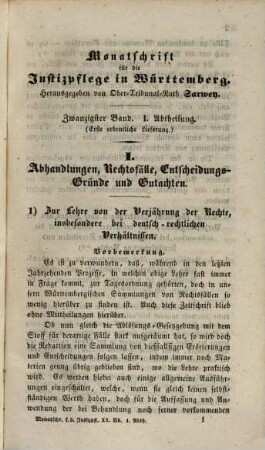 Monatsschrift für die Justizpflege in Württemberg. 20. 1855